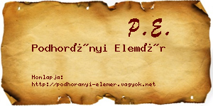 Podhorányi Elemér névjegykártya